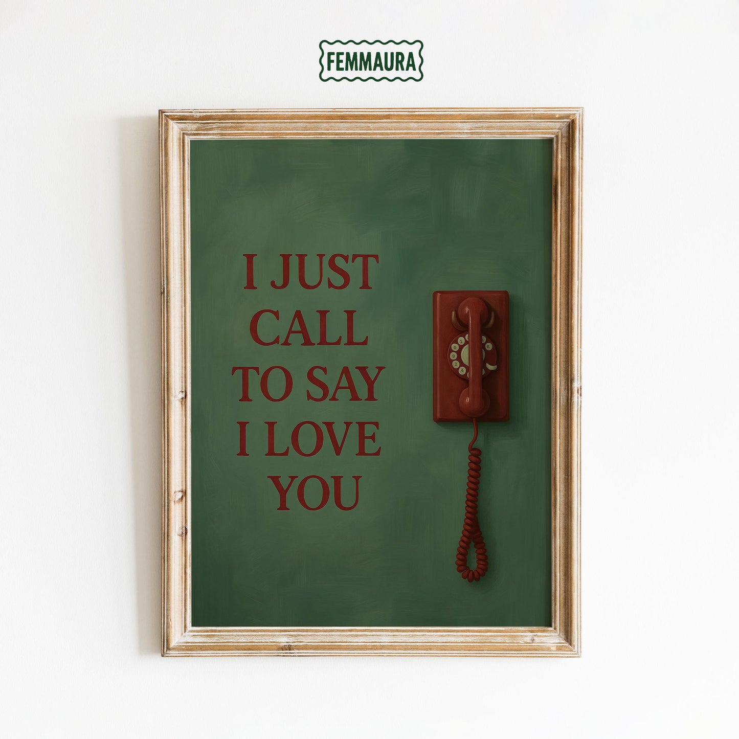 Retro Phone Poster – Vintage Call Artwork With Bold Green Romantic Wall Print
