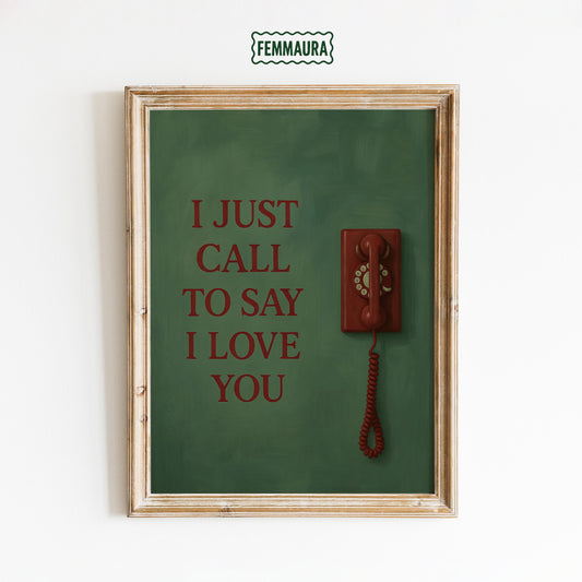Retro Phone Poster – Vintage Call Artwork With Bold Green Romantic Wall Print