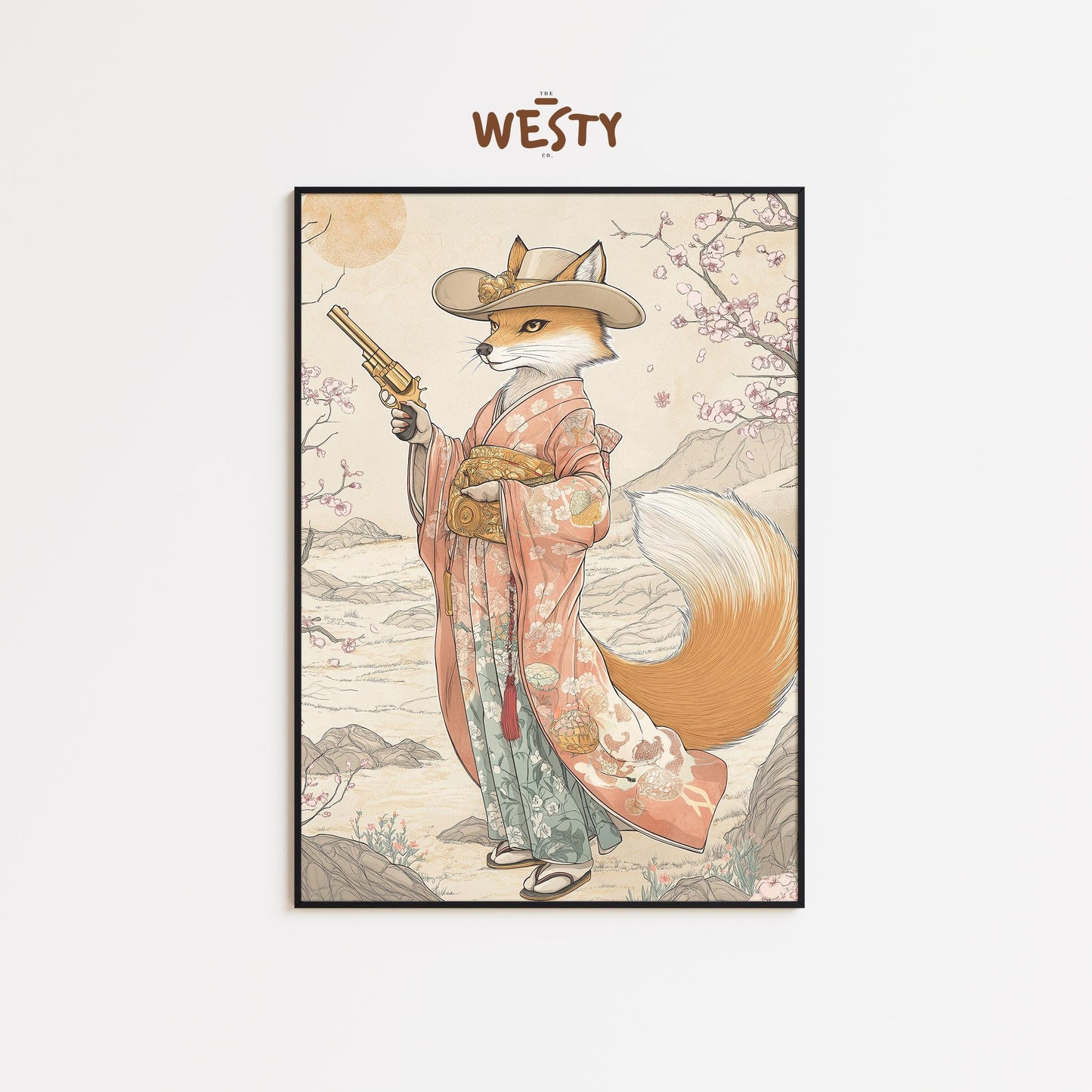 Samurai Fox in Kimono – Wild West Kitsune Poster