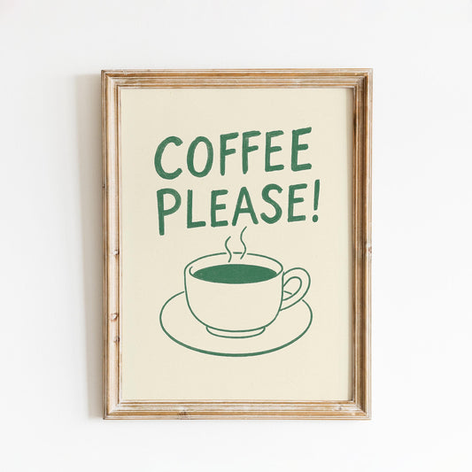 Coffee Please Poster – Minimalist Kitchen Wall Art, Modern Coffee Print