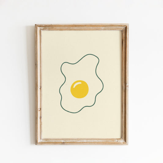 Sunny Side Up Poster – Minimal Kitchen Wall Art, Breakfast Food Illustration Print