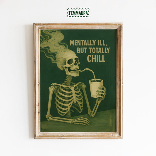 Gothic Wall Art – Skeleton Dark Humor Poster | Alternative Decor Print
