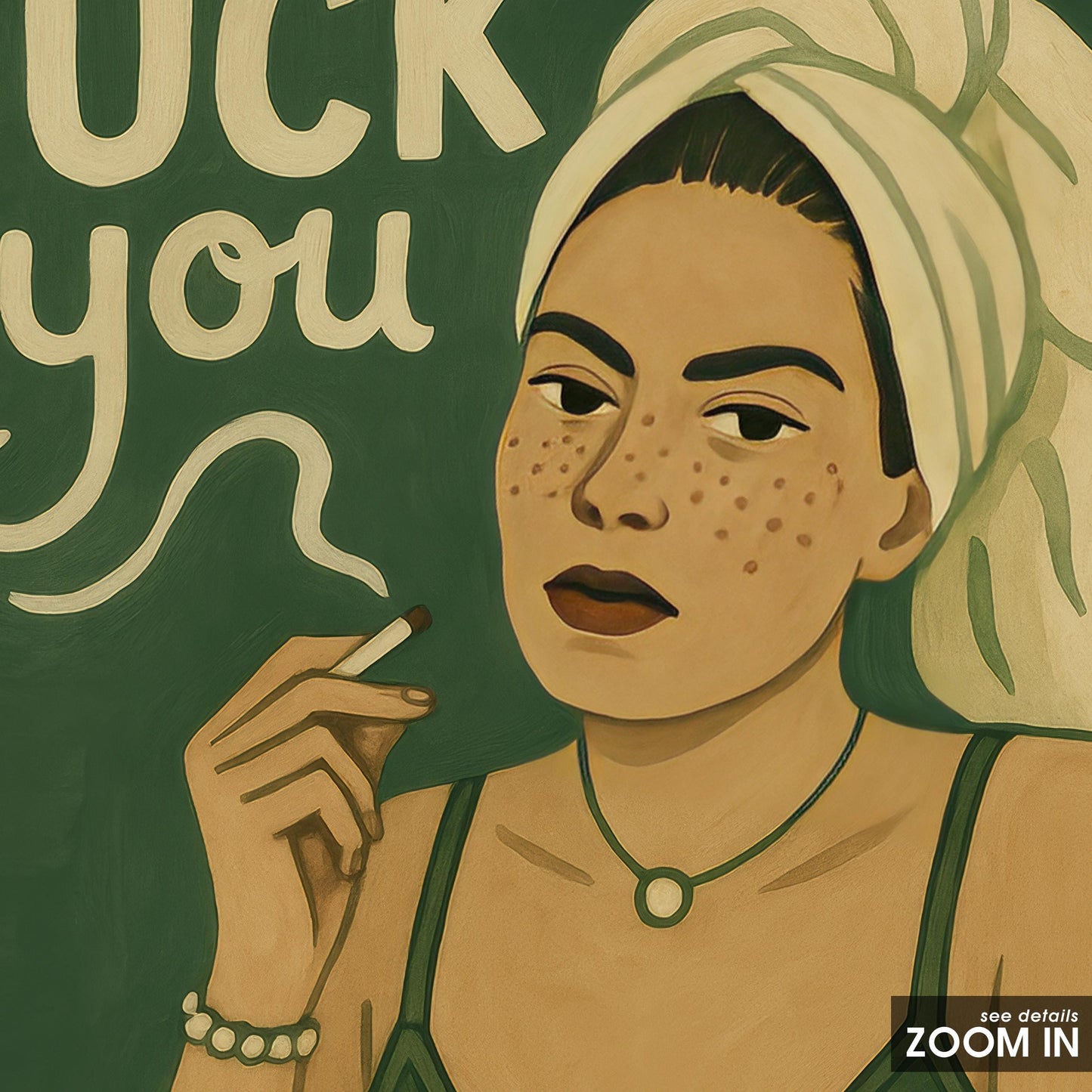 Bold Feminine Poster – Retro Wall Art With Coffee Smoking Attitude & Dark Feminine Energy