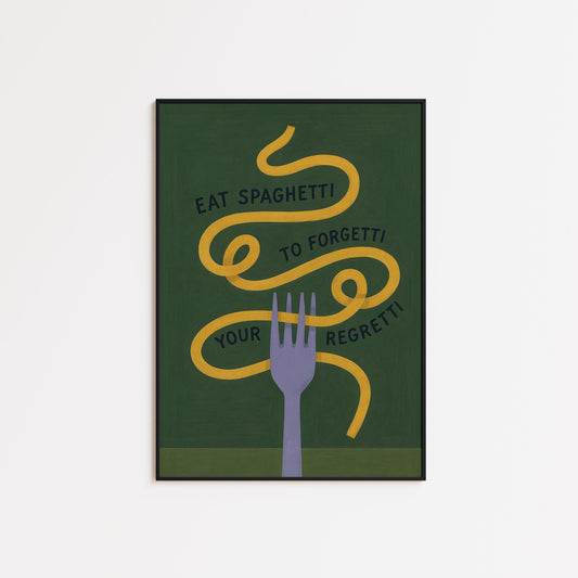 Funny Kitchen Wall Art – Playful Spaghetti Art Print | Pasta Lover Gift