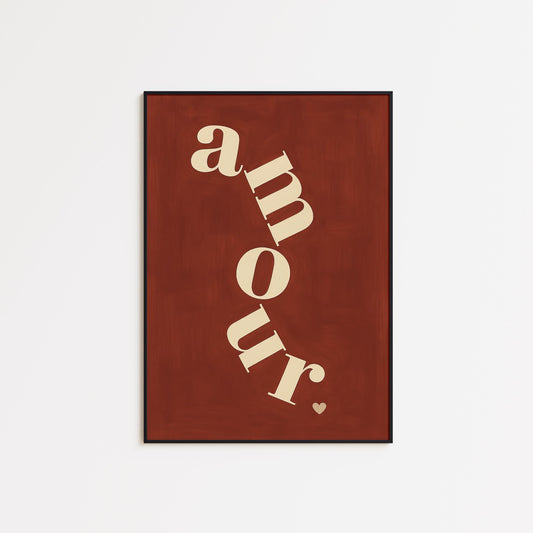 Minimalist French Wall Art – Amour Word Print | Bold Typography Poster