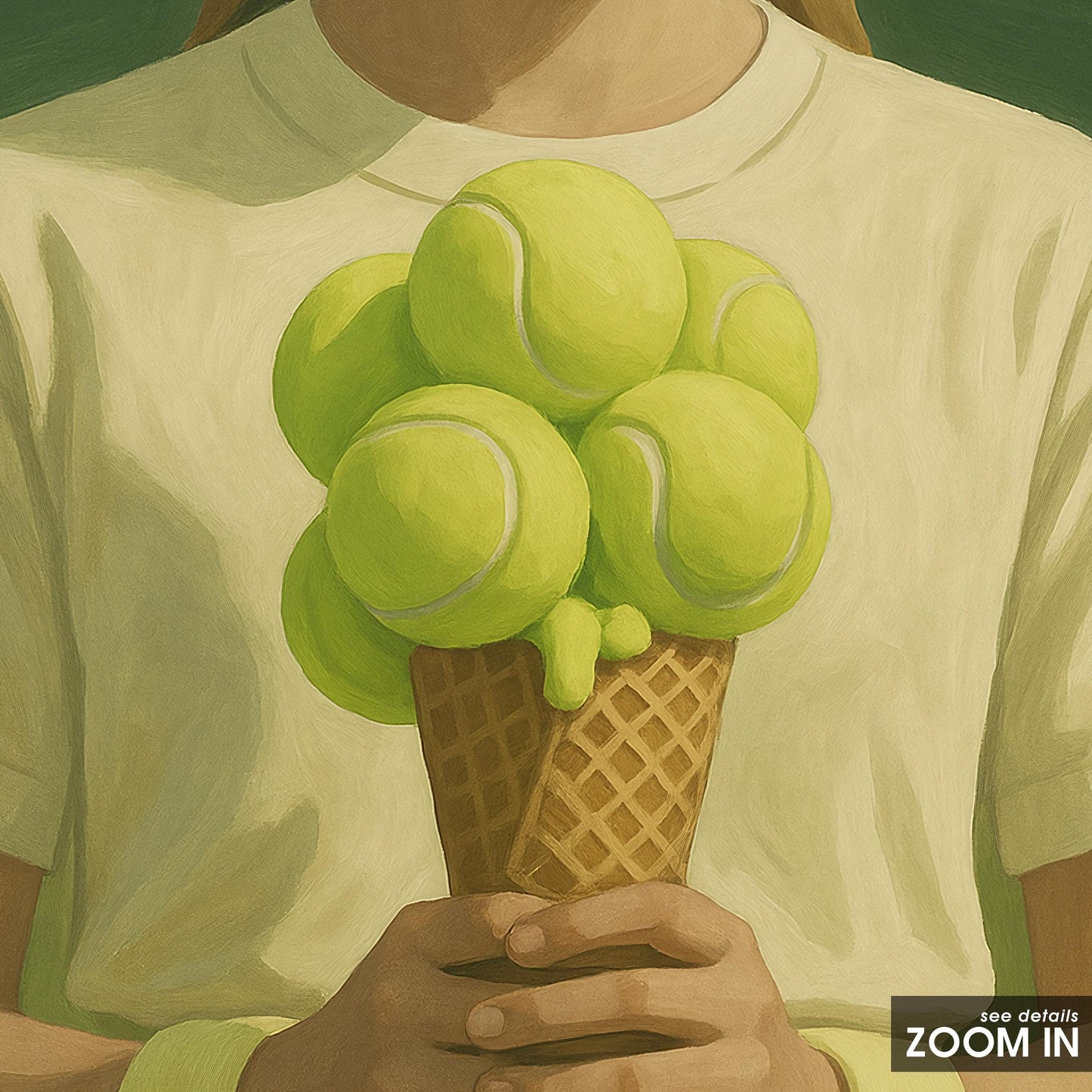 Tennis Ice Cream Poster – Surreal Sports Wall Art With Muted Green Retro Flair