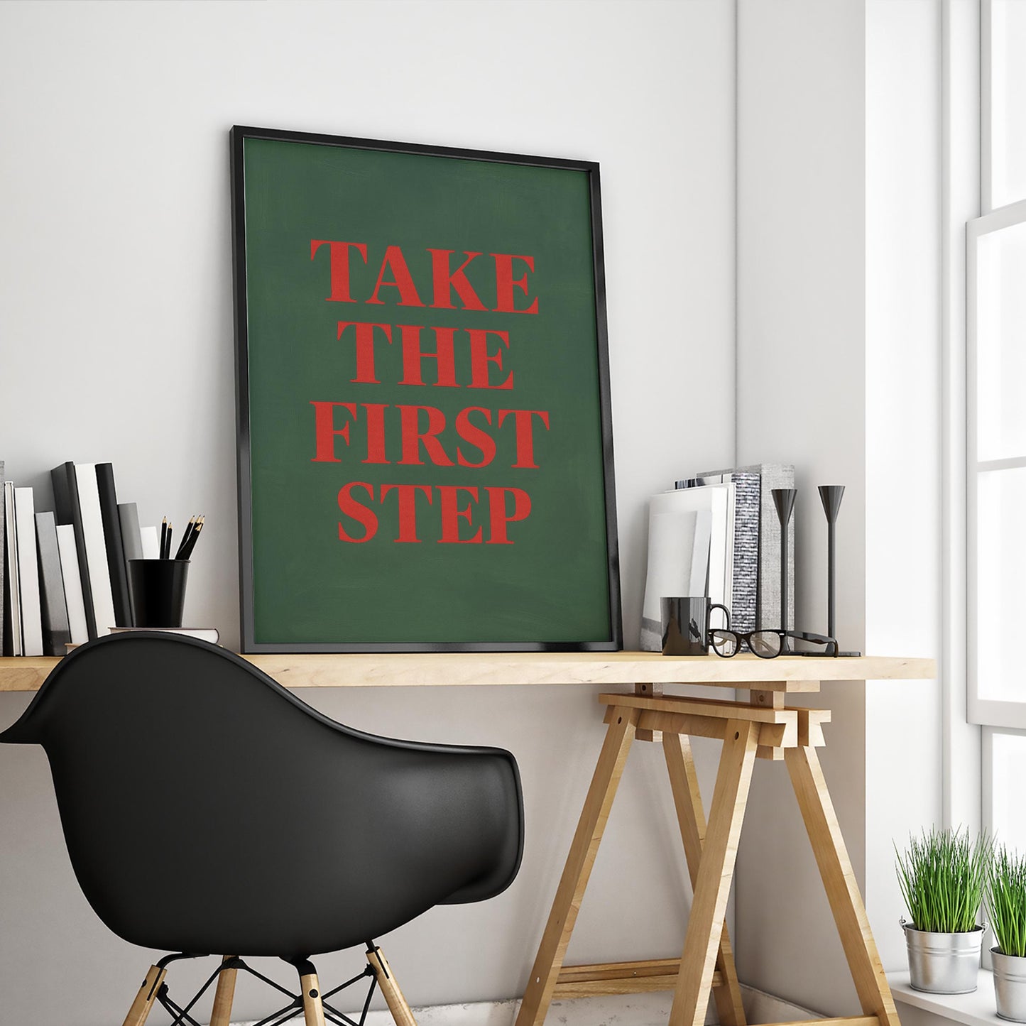 Motivational Minimalist Poster – Take First Step Art | Inspirational Wall Decor