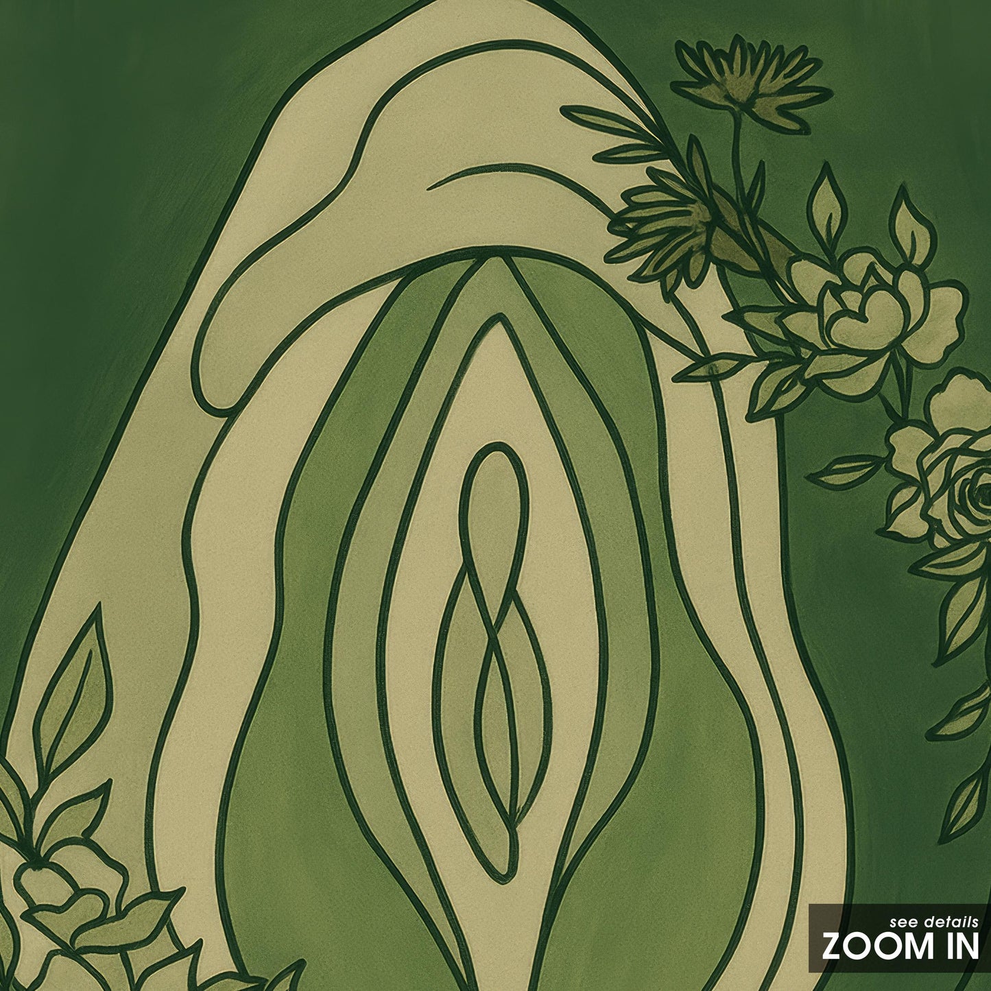 Feminine Vulva Art – Abstract Floral Line Drawing | Empowering Feminist Poster