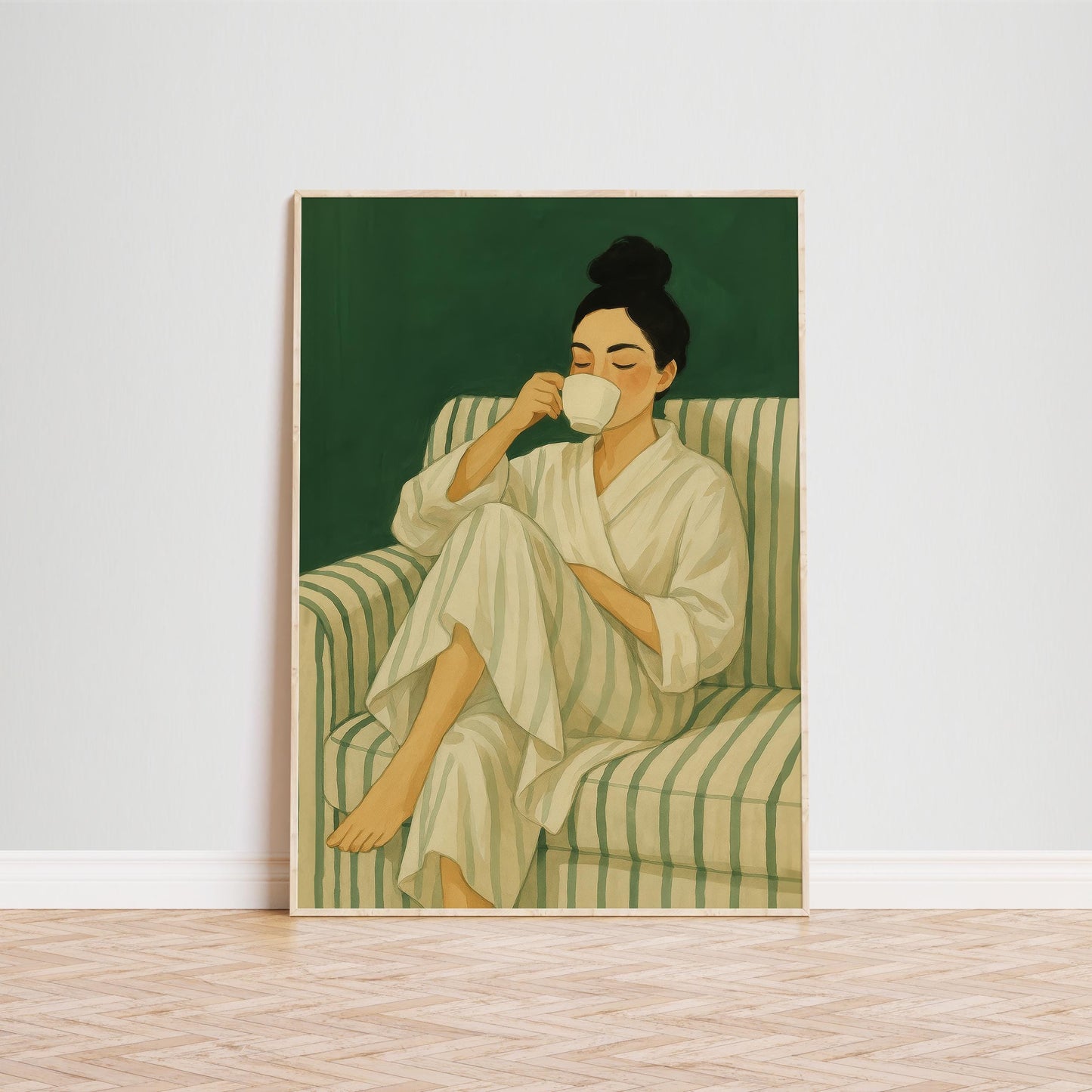 Feminine Minimalist Coffee Poster – Quiet Morning Wall Art | Cozy Feminine Print