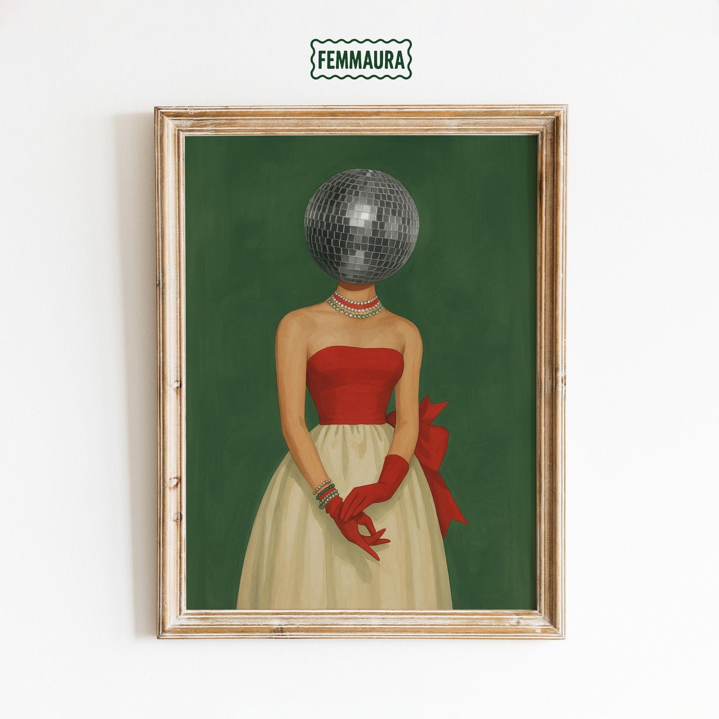 Surreal Disco Ball Poster – Retro Glam Art Print | Eclectic Wall Decor