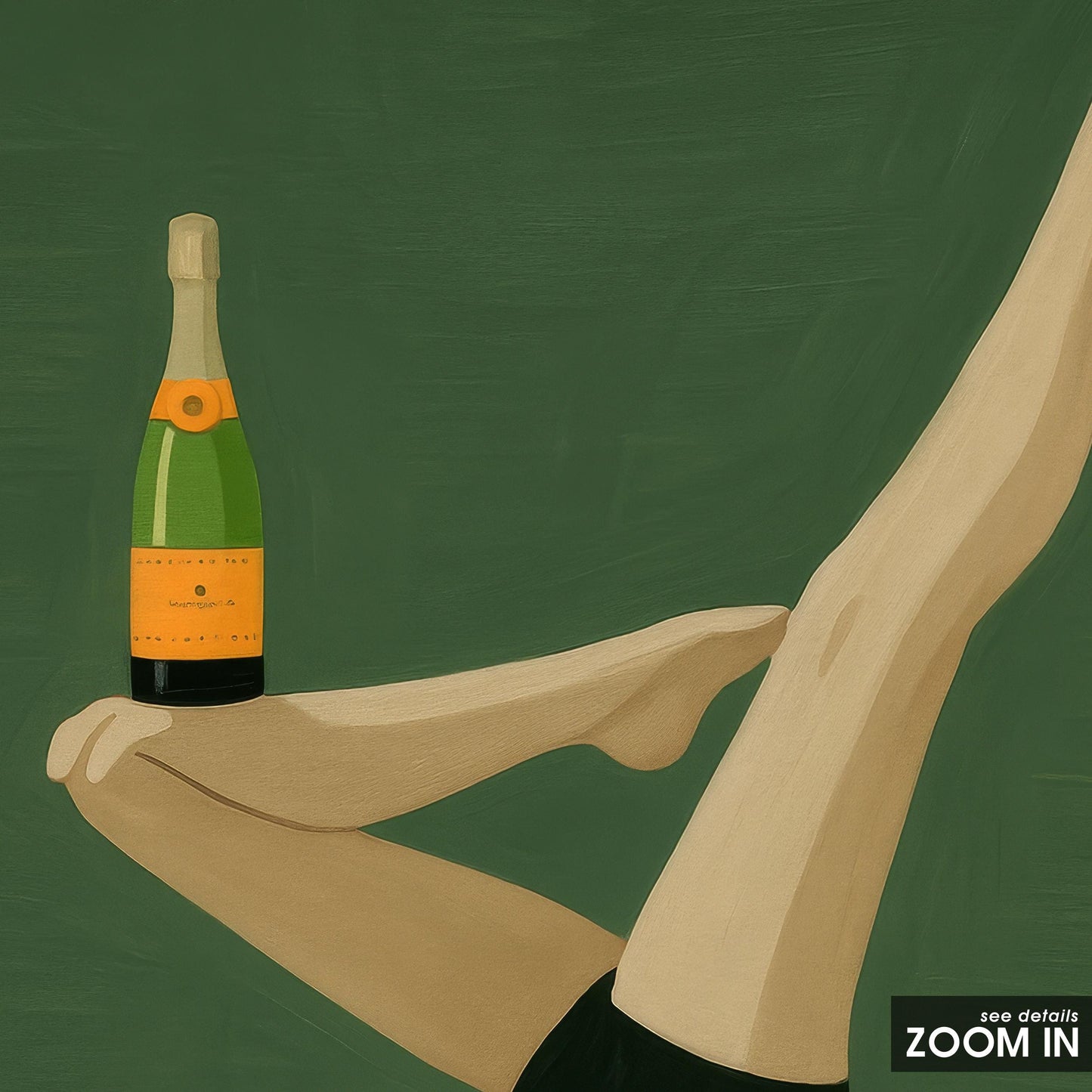 Champagne Art Print – Retro Wall Art | Playful Green Vintage Style Poster