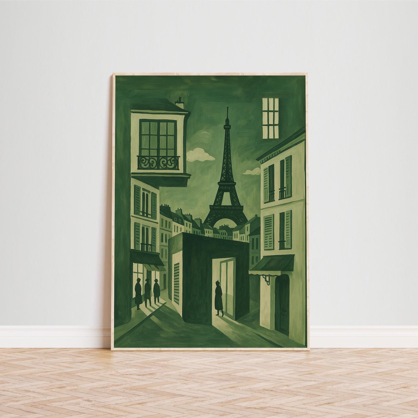 Paris France Poster – Vintage French Wall Art | Olive Green City Print