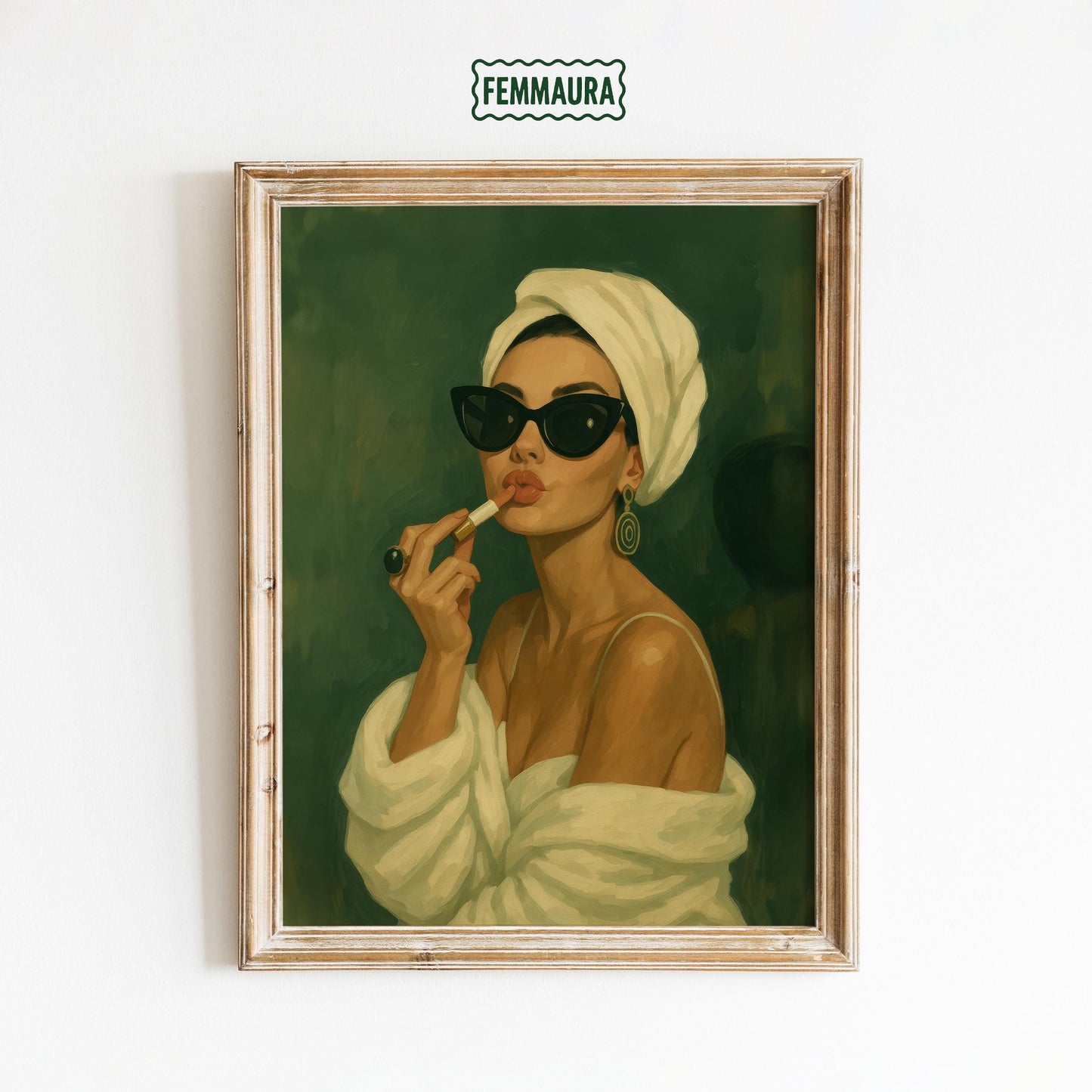 Lipstick Glam Poster – Retro Vanity Art With Green Wall Decor & Feminine Strength Print