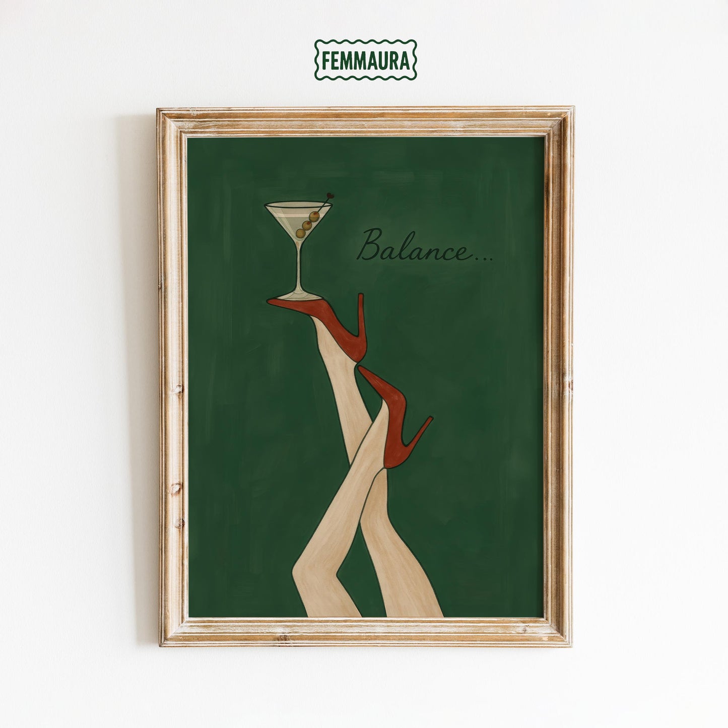Martini Wall Art – Retro Bar Print With Chic Cocktail Decor & Bold Color