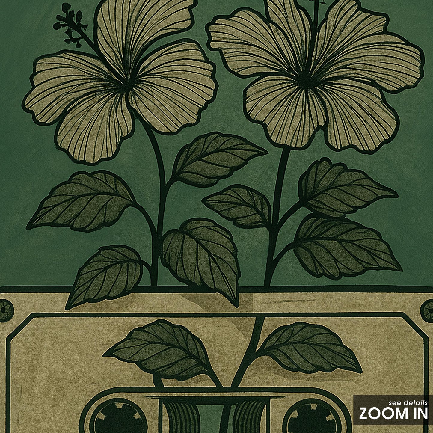 Retro Music Wall Art – Vintage Cassette Poster With Floral Tape Flower Art