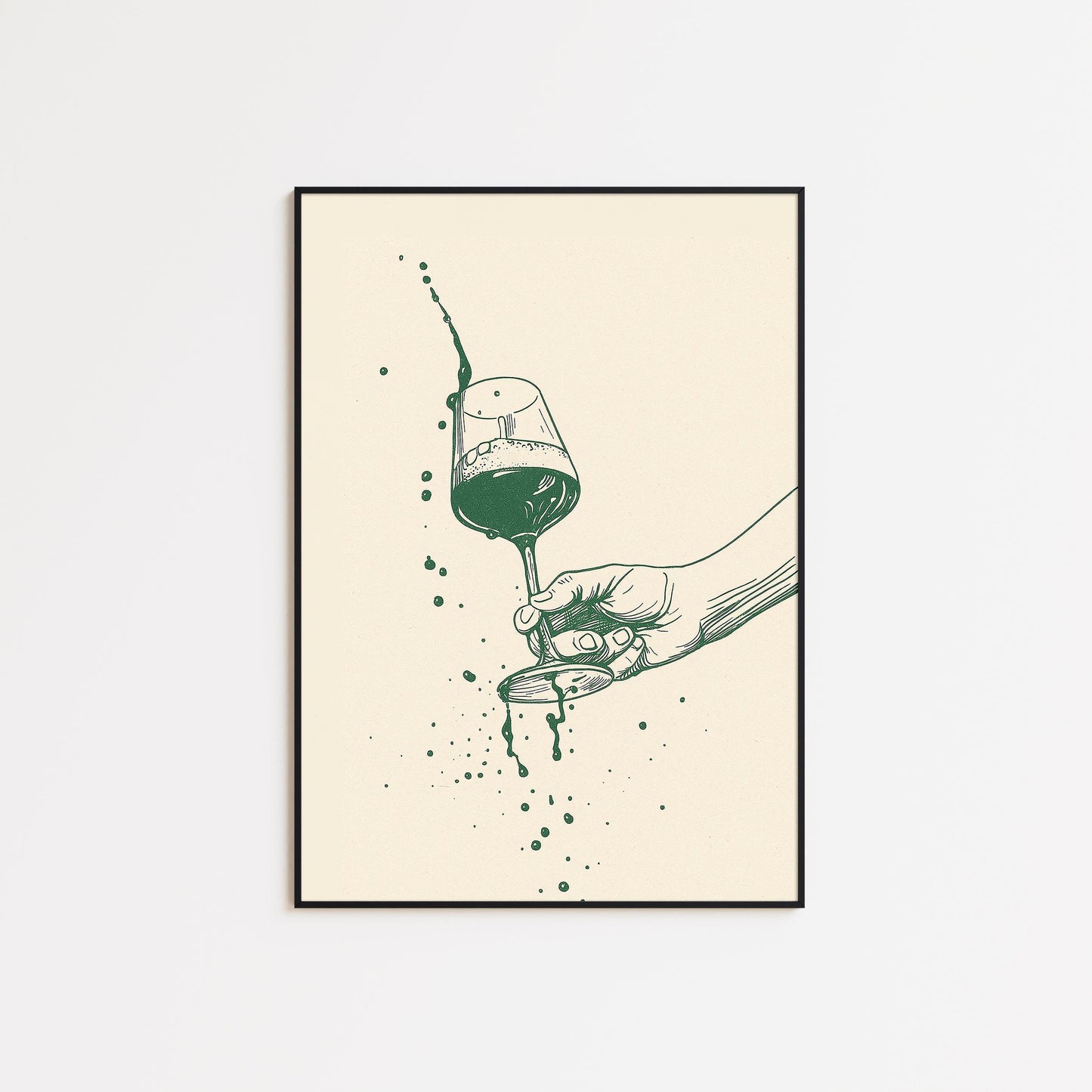 Wine Spill Poster – Minimal Line Art of a Wine Glass