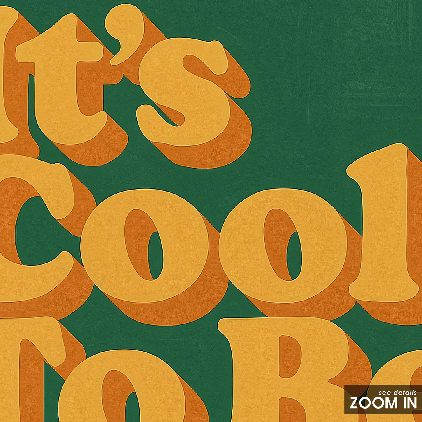 Retro Kindness Poster – Groovy Orange 70s Typography Print With Warm Green Background