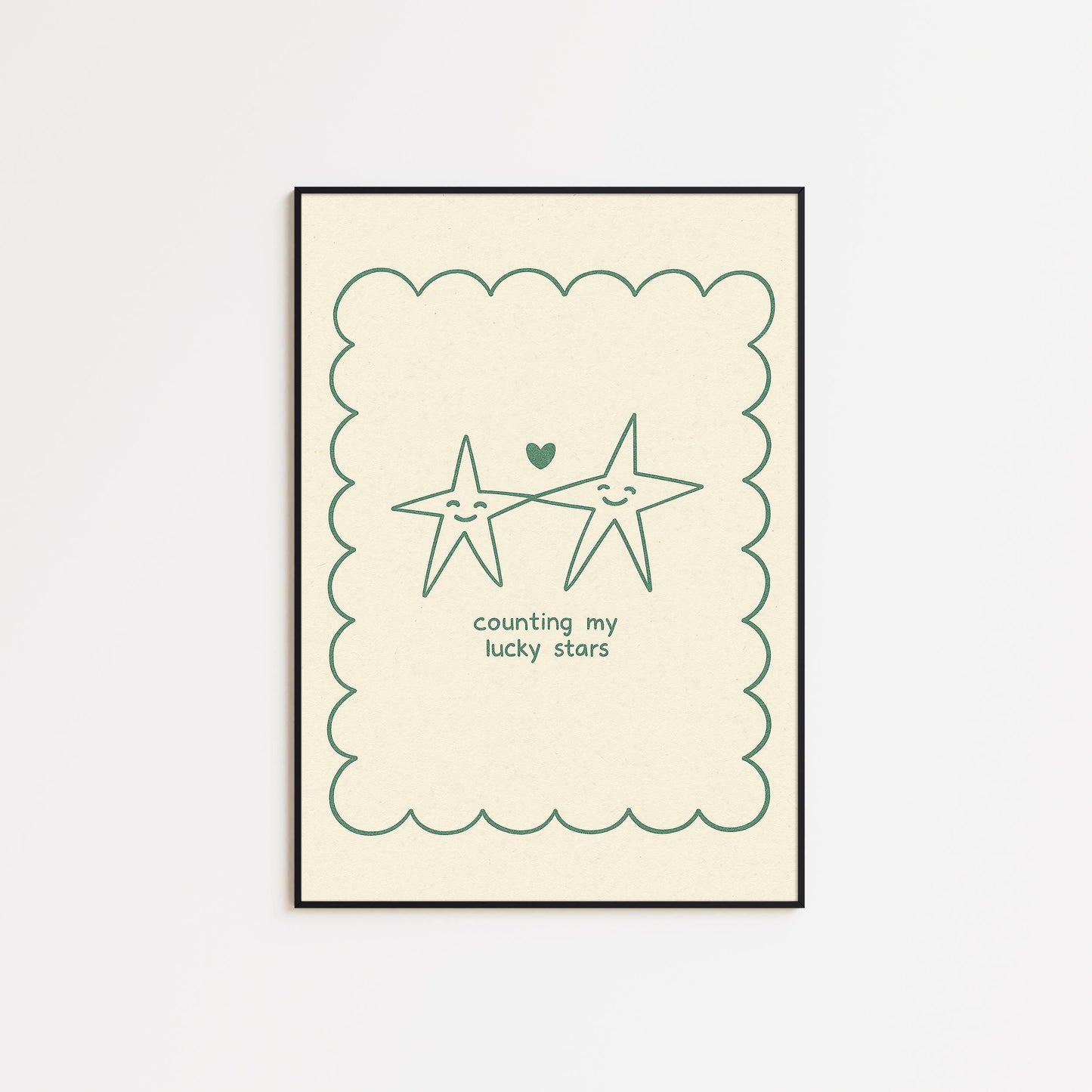 Counting My Lucky Stars Poster – Minimal Cute Line Art, Wholesome Wall Print