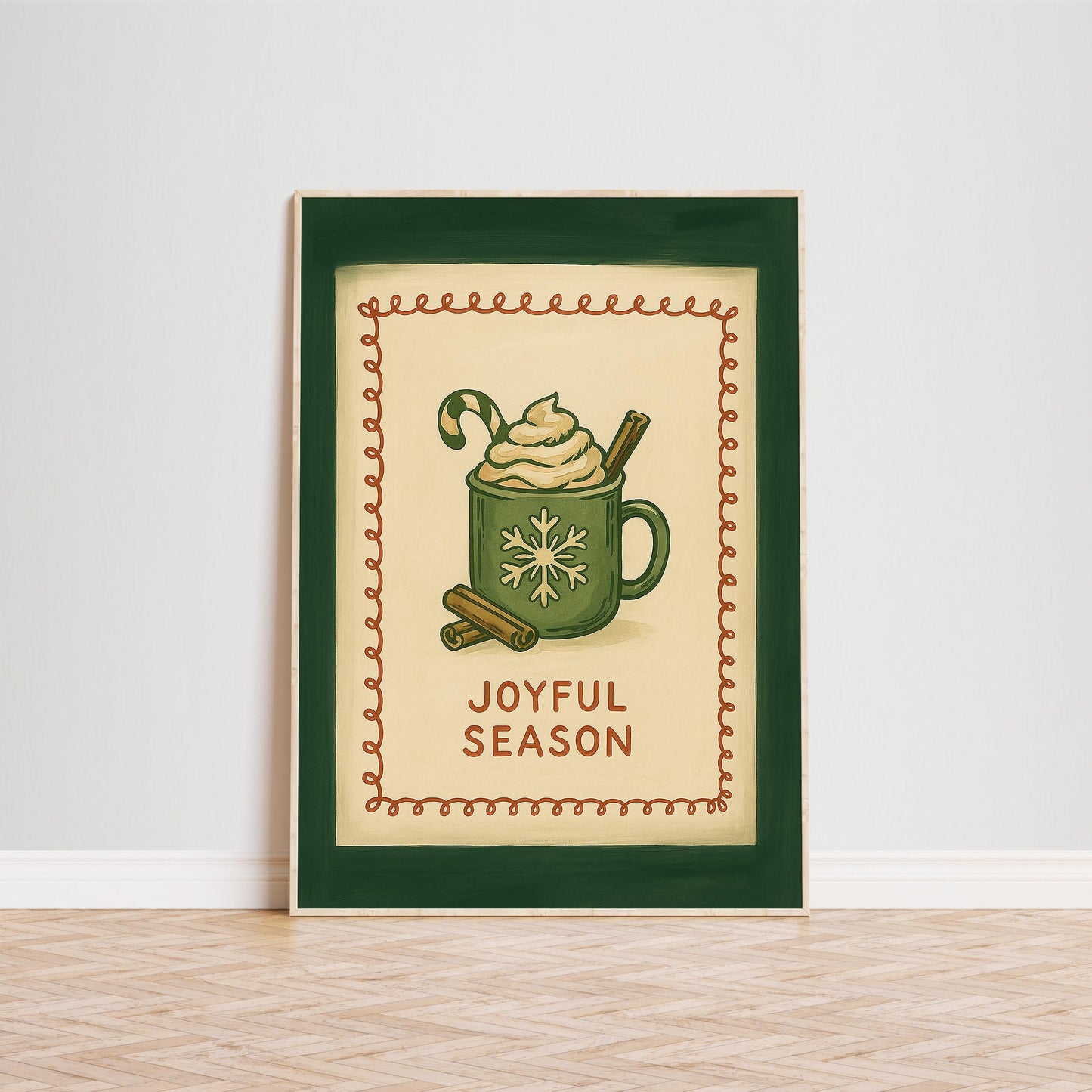 Retro Christmas Poster – Cozy Holiday Wall Art With Warm Cocoa Illustration