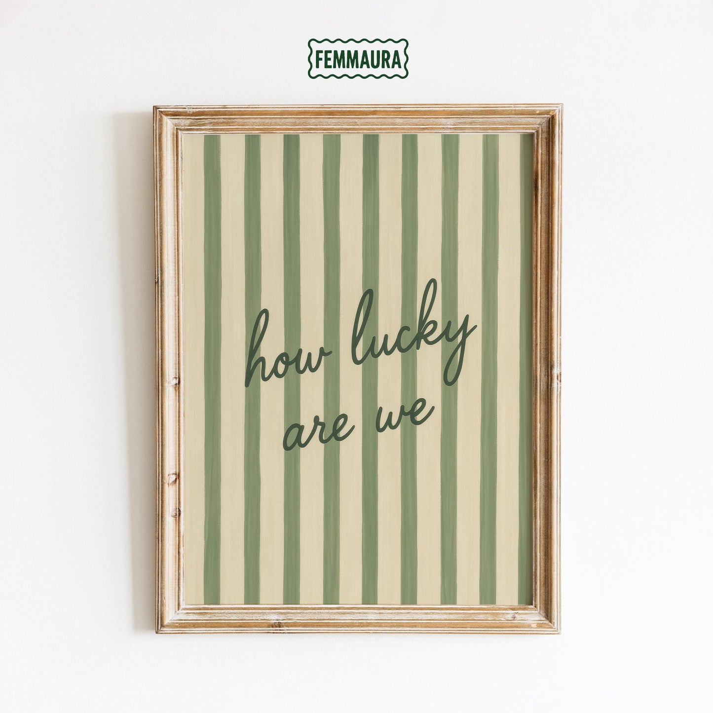 Romantic Quote Poster – Green Striped Print With Elegant Script Art