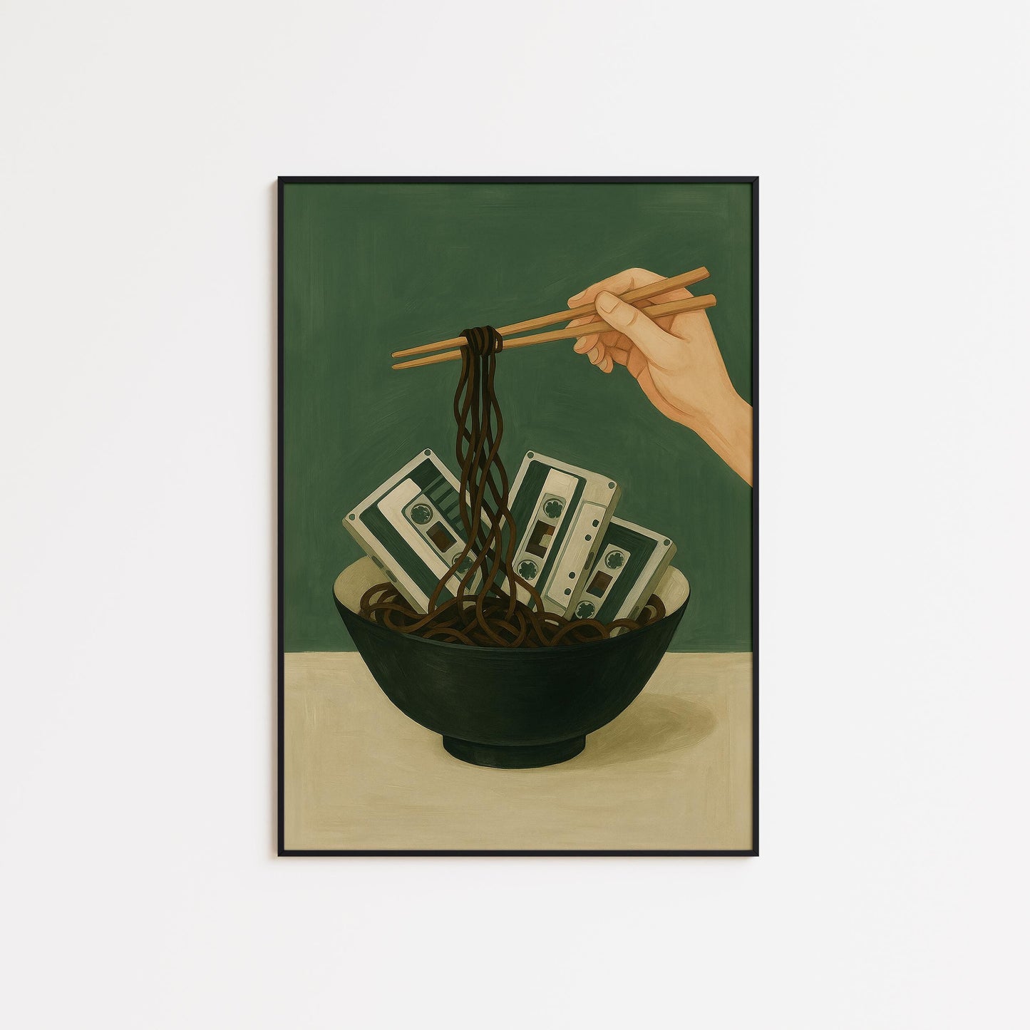 Cassette Tape Poster - Quirky Retro Wall Art Featuring Noodle Art Print