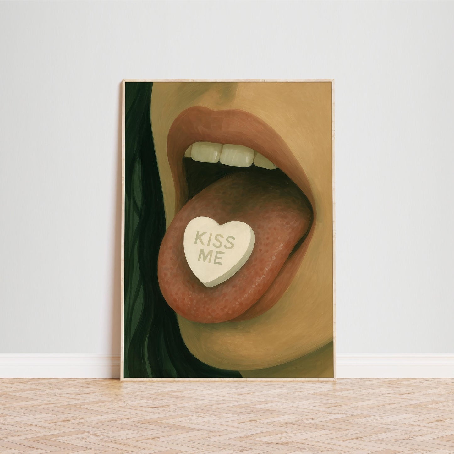 Kiss Me Poster – Bold Pop Art Print | Romantic Wall Art, Stylish Retro Decor