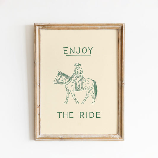 Western Cowboy Poster – Enjoy The Ride Art | Rustic Country Decor Print