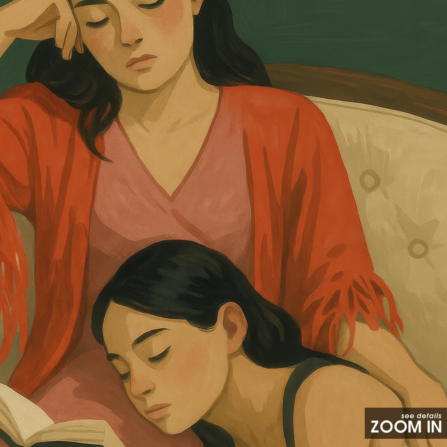 Sapphic Art Print – Soft Feminine Poster | Intimate Reading Moment Wall Decor