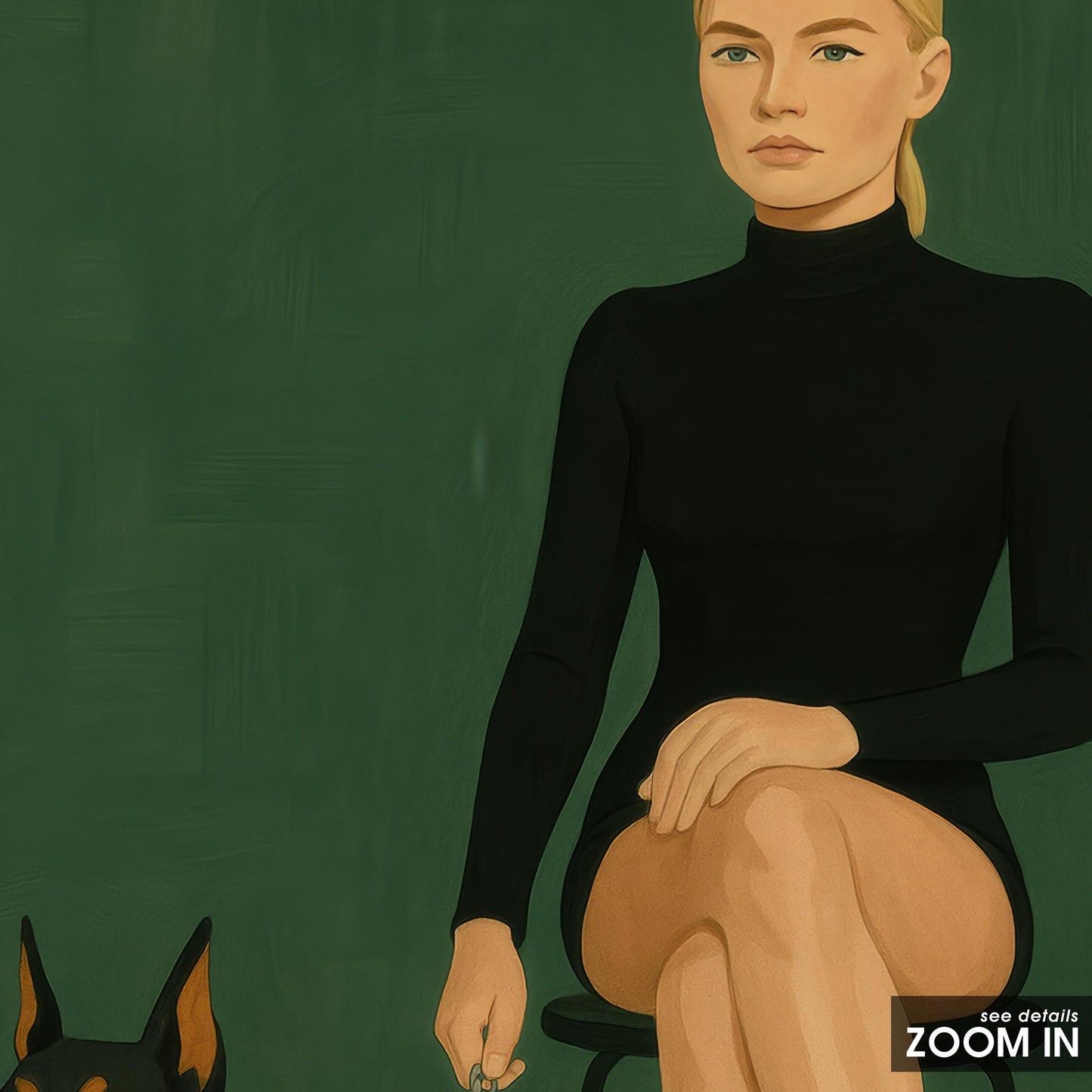 Dark Feminine Power Art – Woman With Doberman Print | Gothic Wall Decor