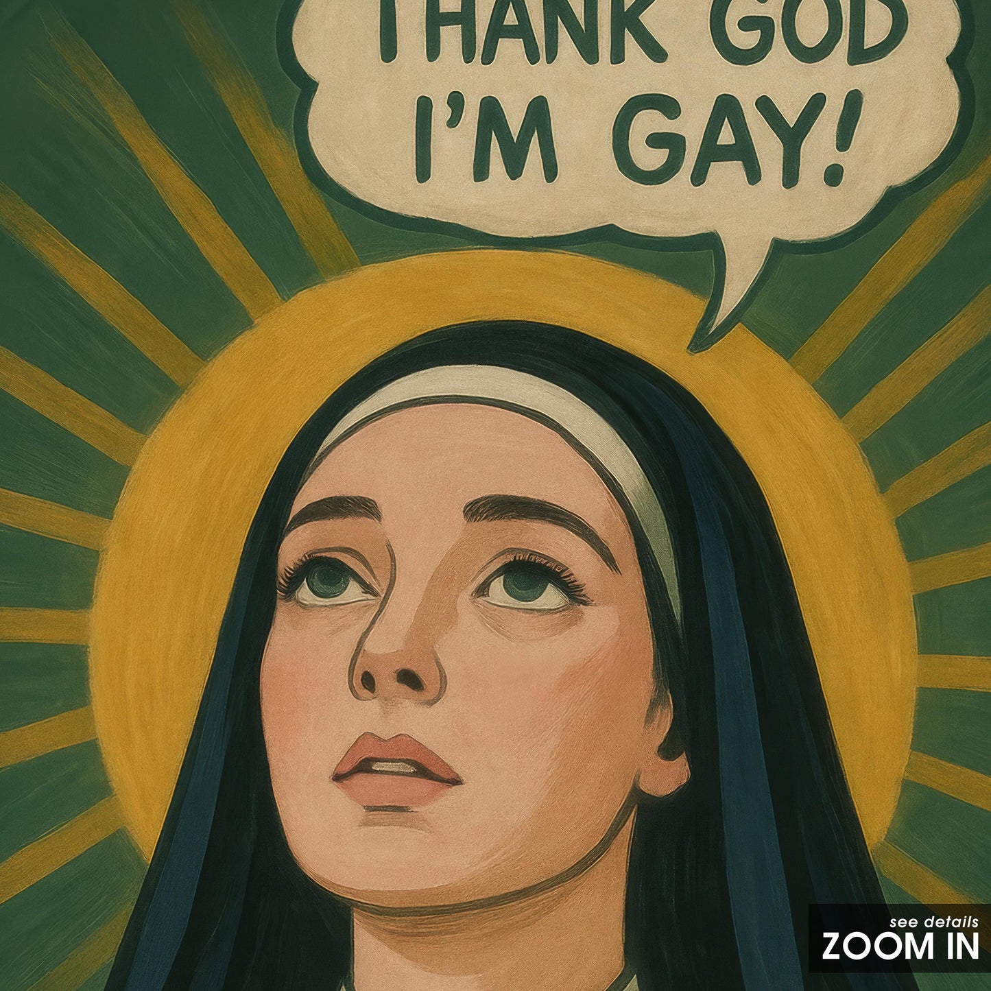 Gay Pride Wall Art – Funny Nun Print With Queer Wall Decor & Inclusive Message