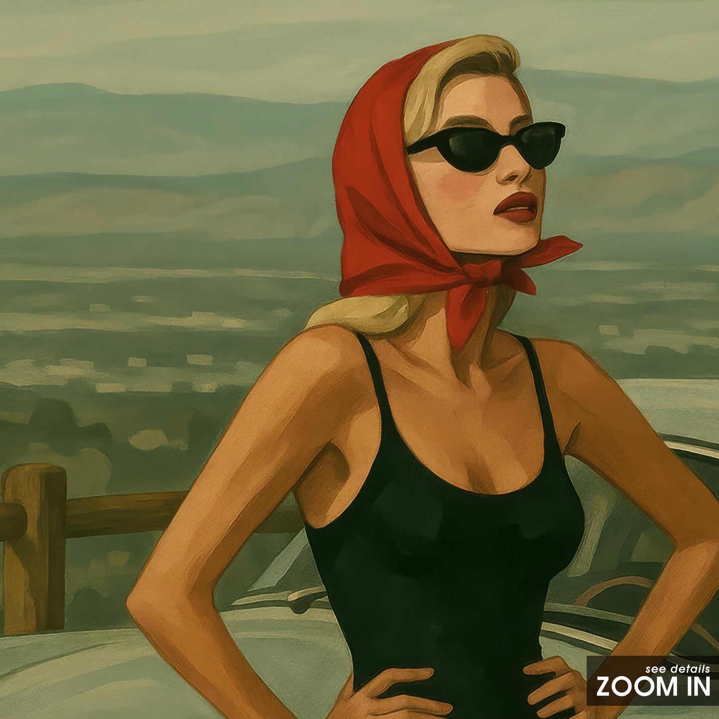Retro Hollywood Glamour Print – Vintage Car Artwork With Mid Century Chic Style