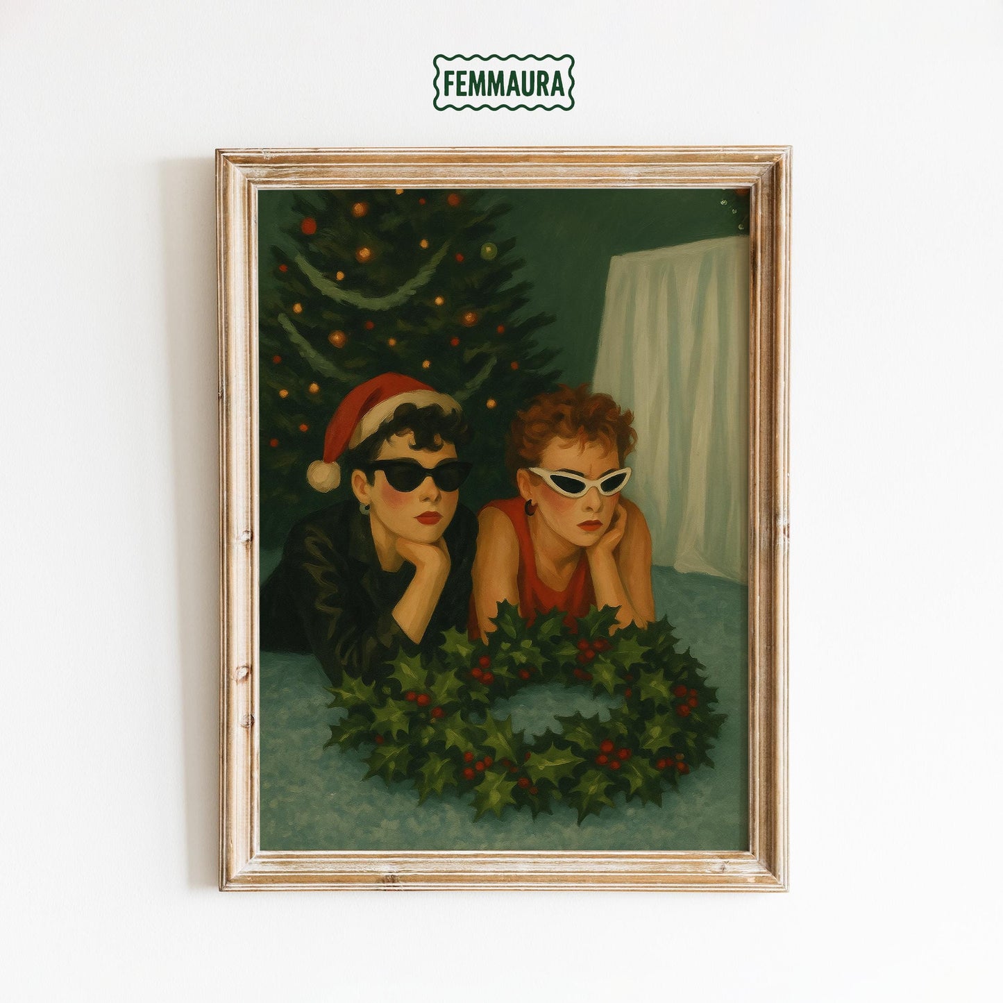 Retro Christmas Poster – Cool Girls Artwork | Festive Retro Decor Wall Art Print