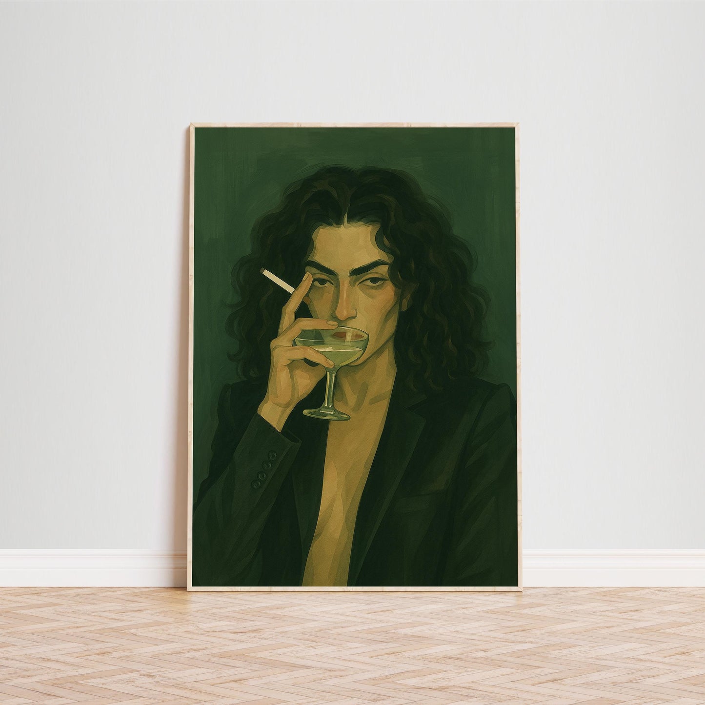 Moody Retro Poster – Dark Cocktail Print | Vintage Noir Artwork Wall Art