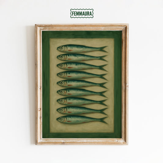 Sardine Fish Poster – Vintage Coastal Kitchen Art | Rustic Nautical Wall Print