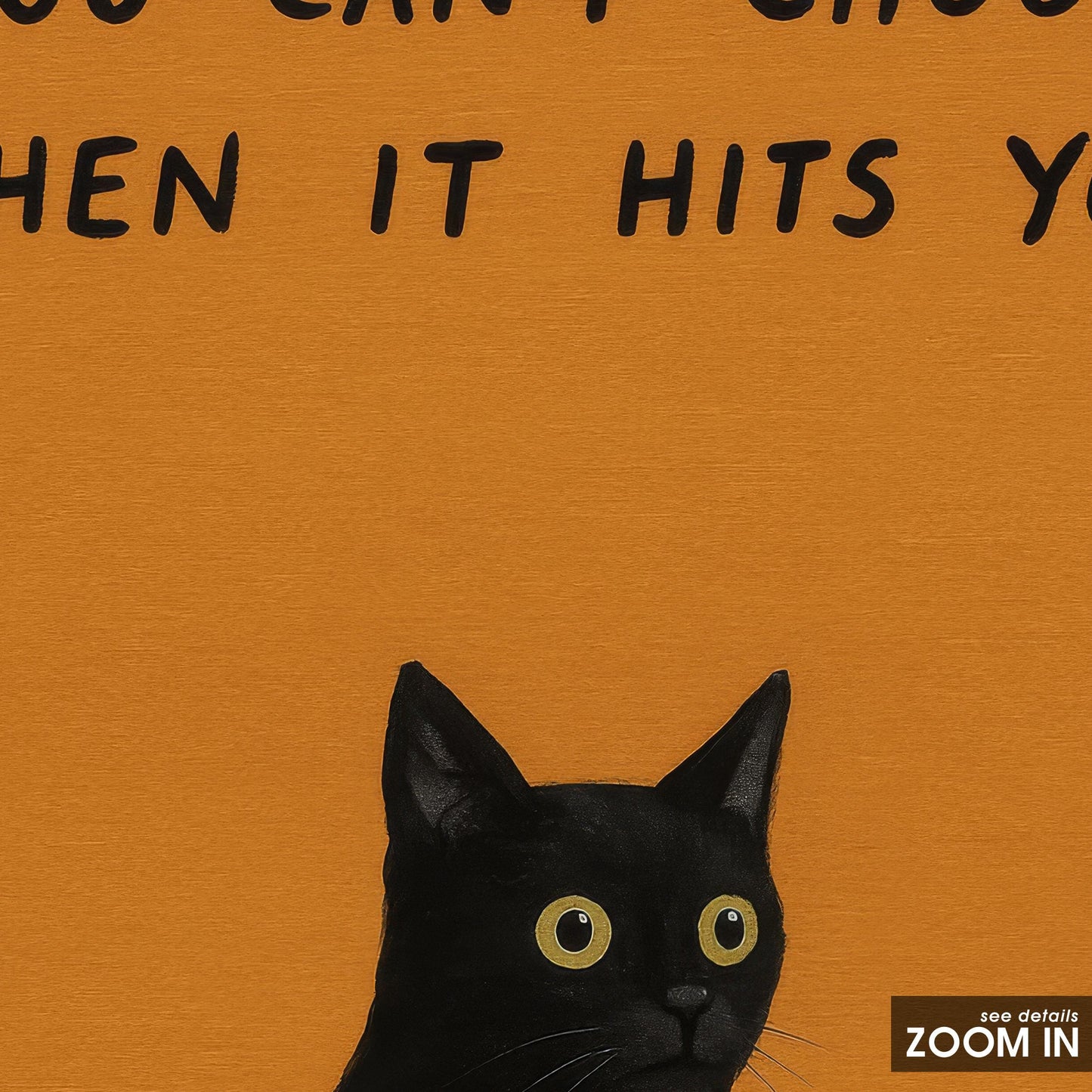 Black Cat Wall Art – Minimalist Emotional Cat Poster with Orange Retro Print