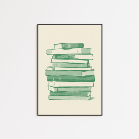 Stack of Books Poster – Minimalist Literary Wall Art