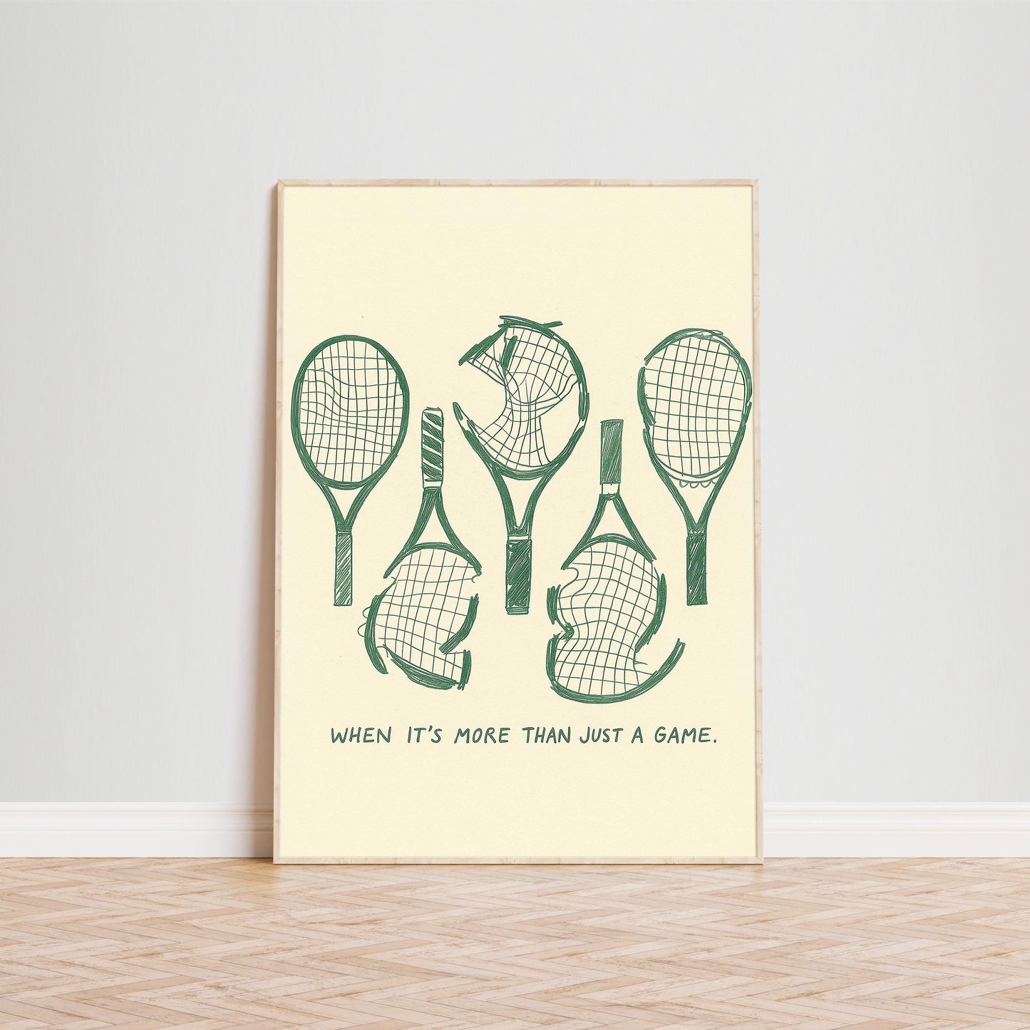 Broken Tennis Rackets Poster – “When It’s More Than Just a Game” Minimal Sports Print