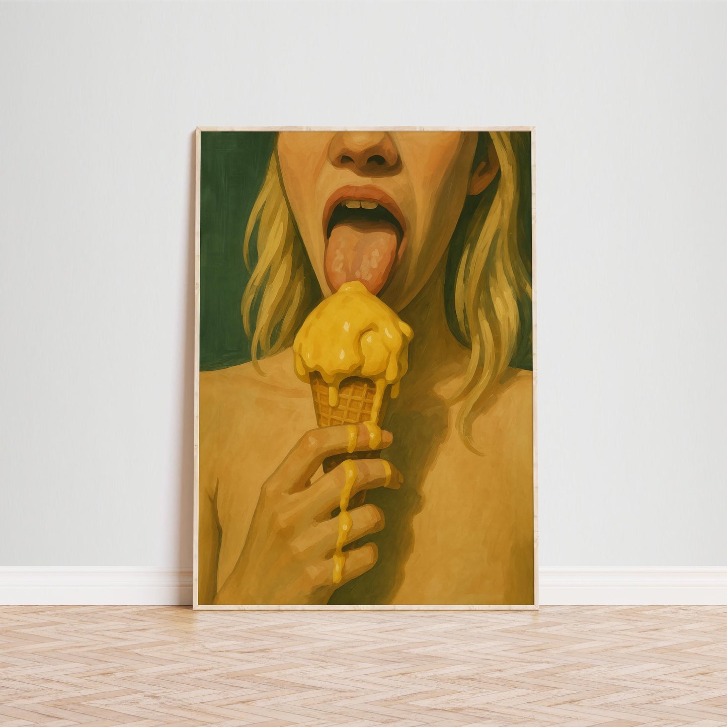 Melting Ice Cream Poster – Bold Retro Pop Art Print | Sensual Wall Decor