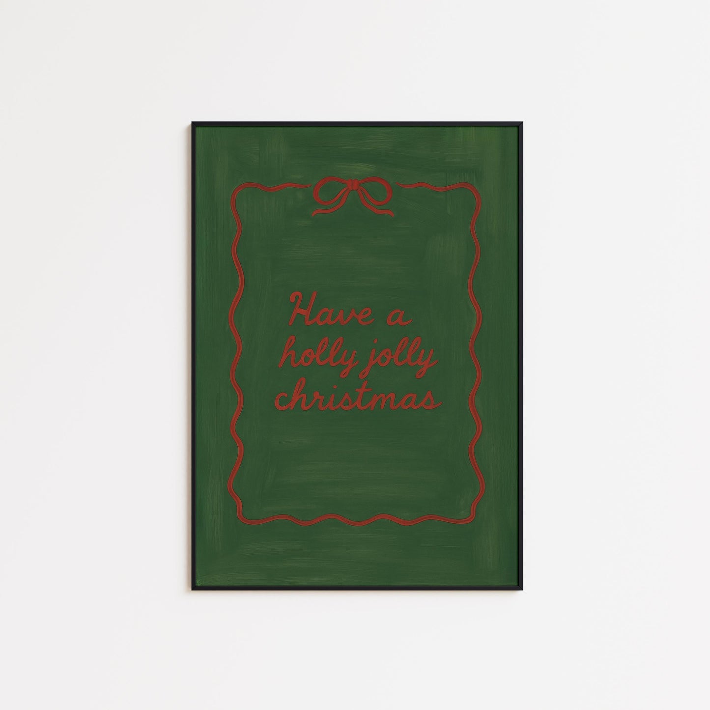 Christmas Wall Art – Retro Green Holiday Poster With Elegant Script Typography