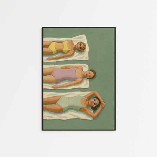 Vintage Poolside Poster – Retro Wall Art With Feminine Pastel Color Print