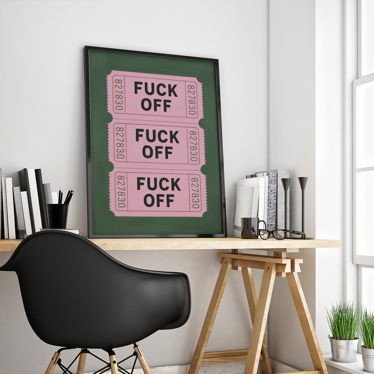Funny Swear Poster – Bold Graphic Wall Print | Pink Green Retro Style Art