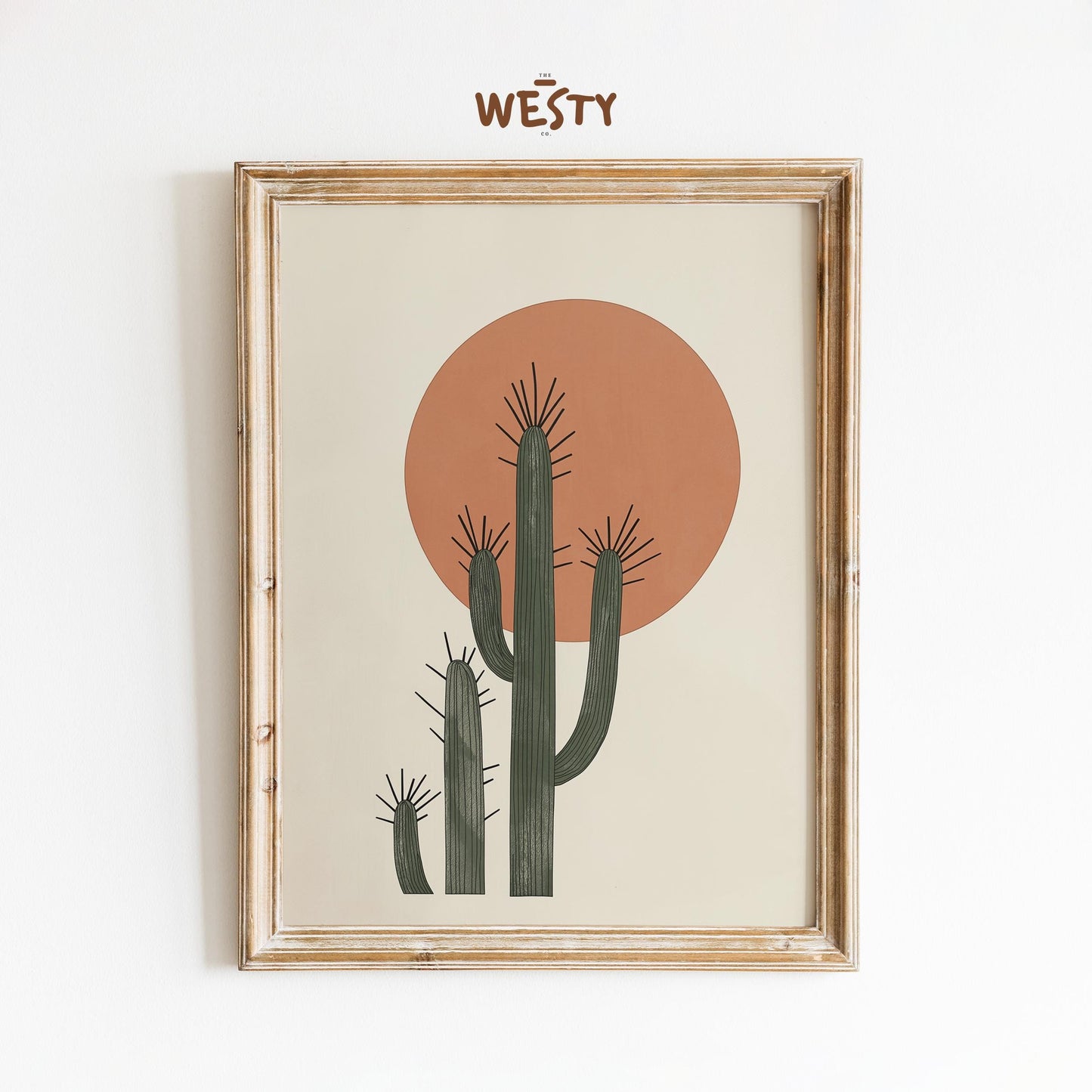 Retro Cactus Print – Minimal Desert Sun Wall Art