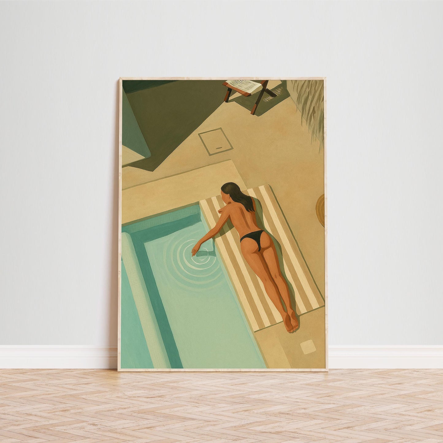 Poolside Relaxation Poster – Modern Summer Retro Wall Art With Silky Touch Print