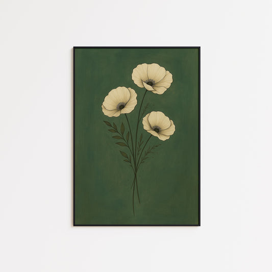Minimalist Poppy Poster – Vintage Botanical Art | Elegant Floral Wall Decor