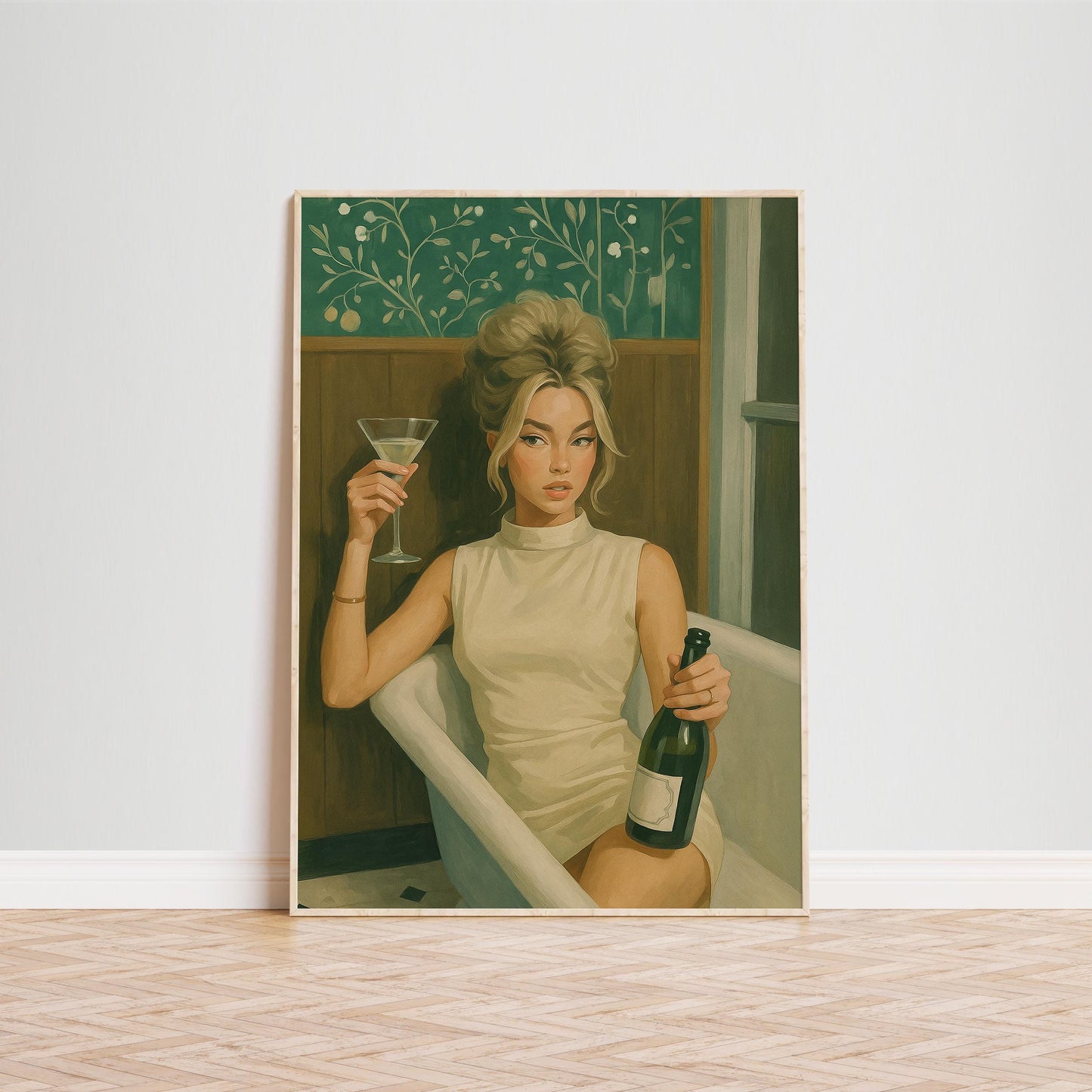 Feminine Art Print – Retro Glam Poster Featuring Elegant Woman Portrait