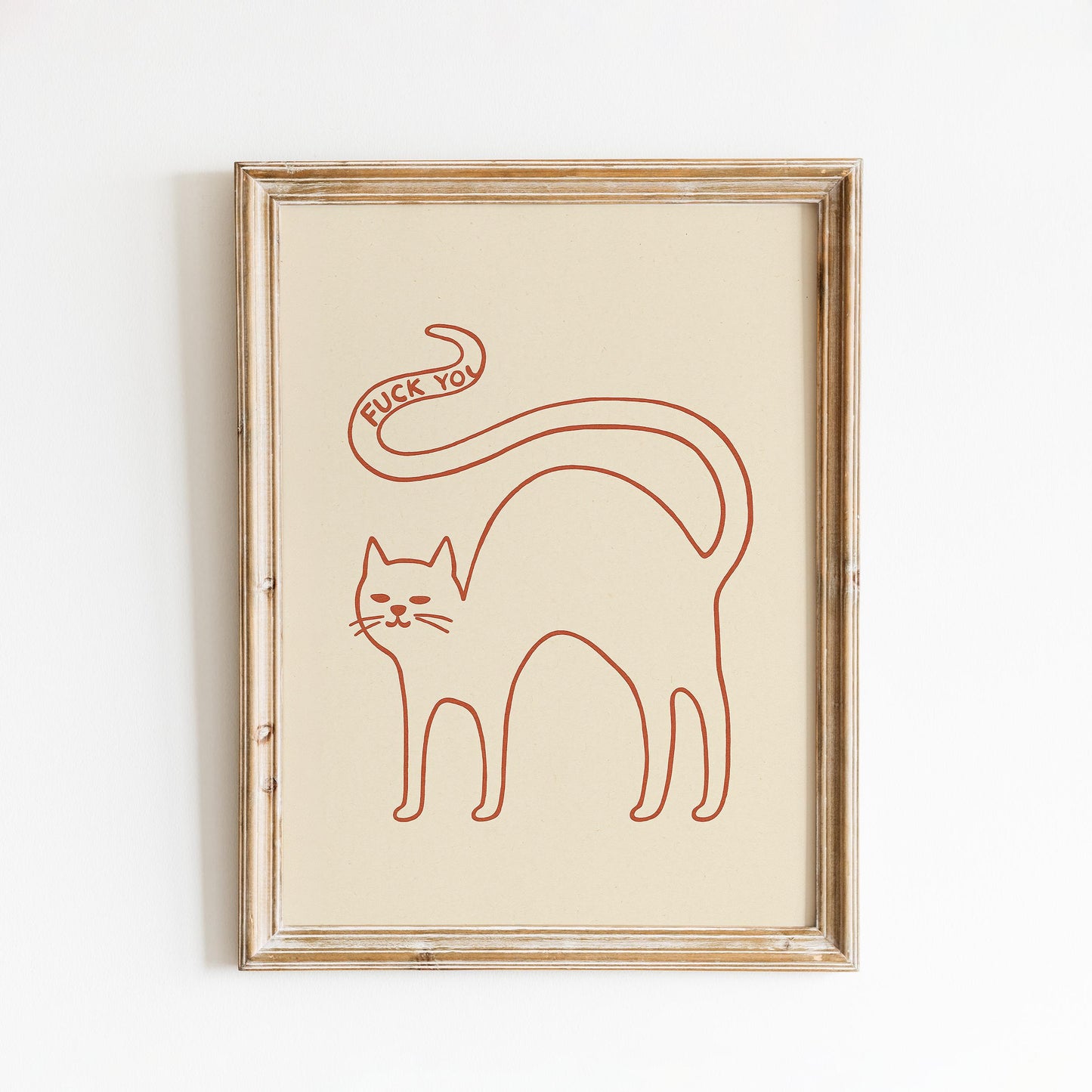 Cat Attitude Poster – Minimal Line Art, Funny Cat Wall Decor, Bold Modern Illustration