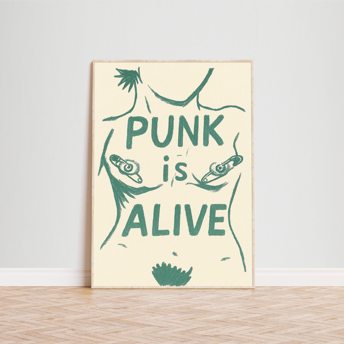 Punk Is Alive Poster – Bold Minimal Line Art Print, Edgy Feminist Wall Decor