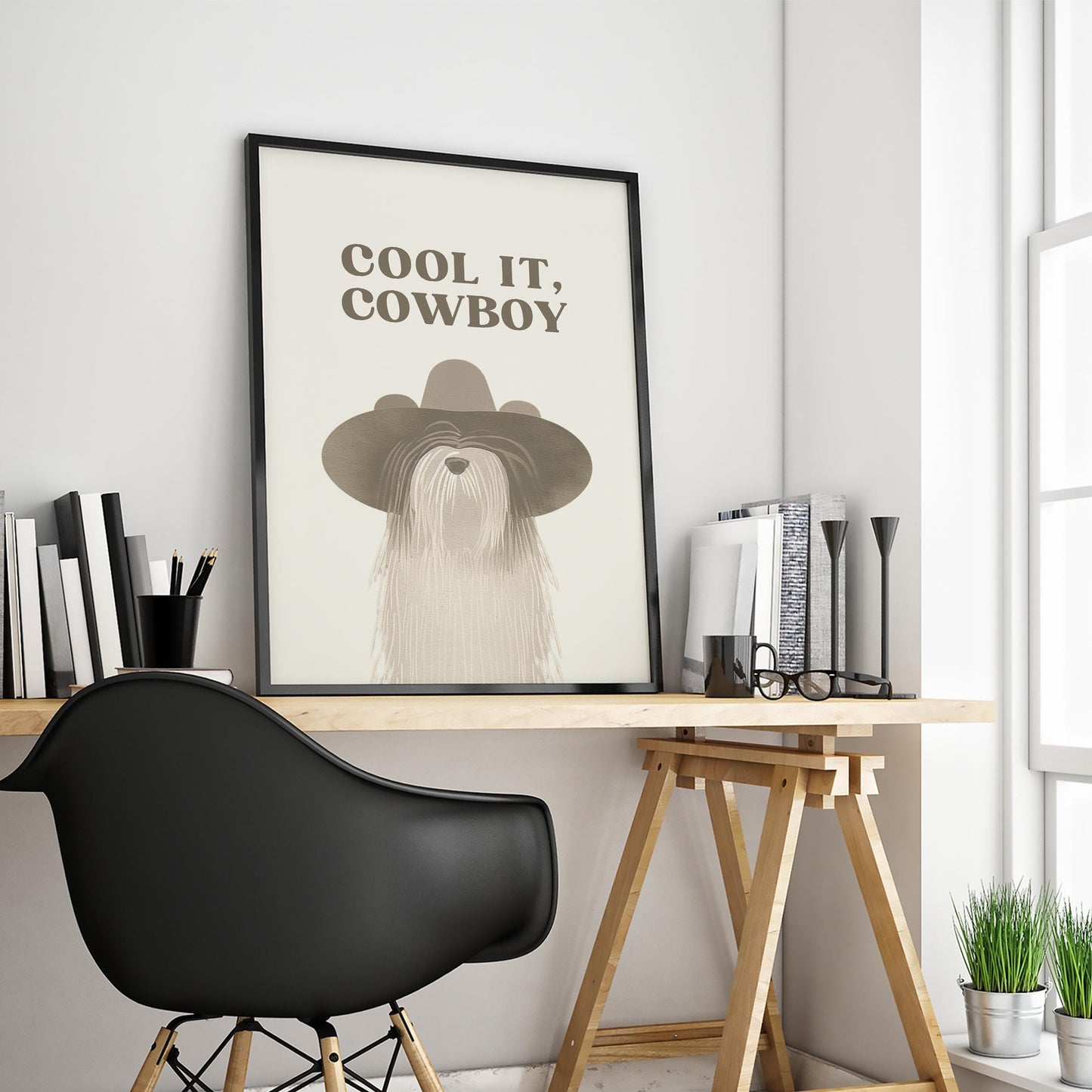 Cool It Cowboy Poster – Funny Western Dog Wall Art Print