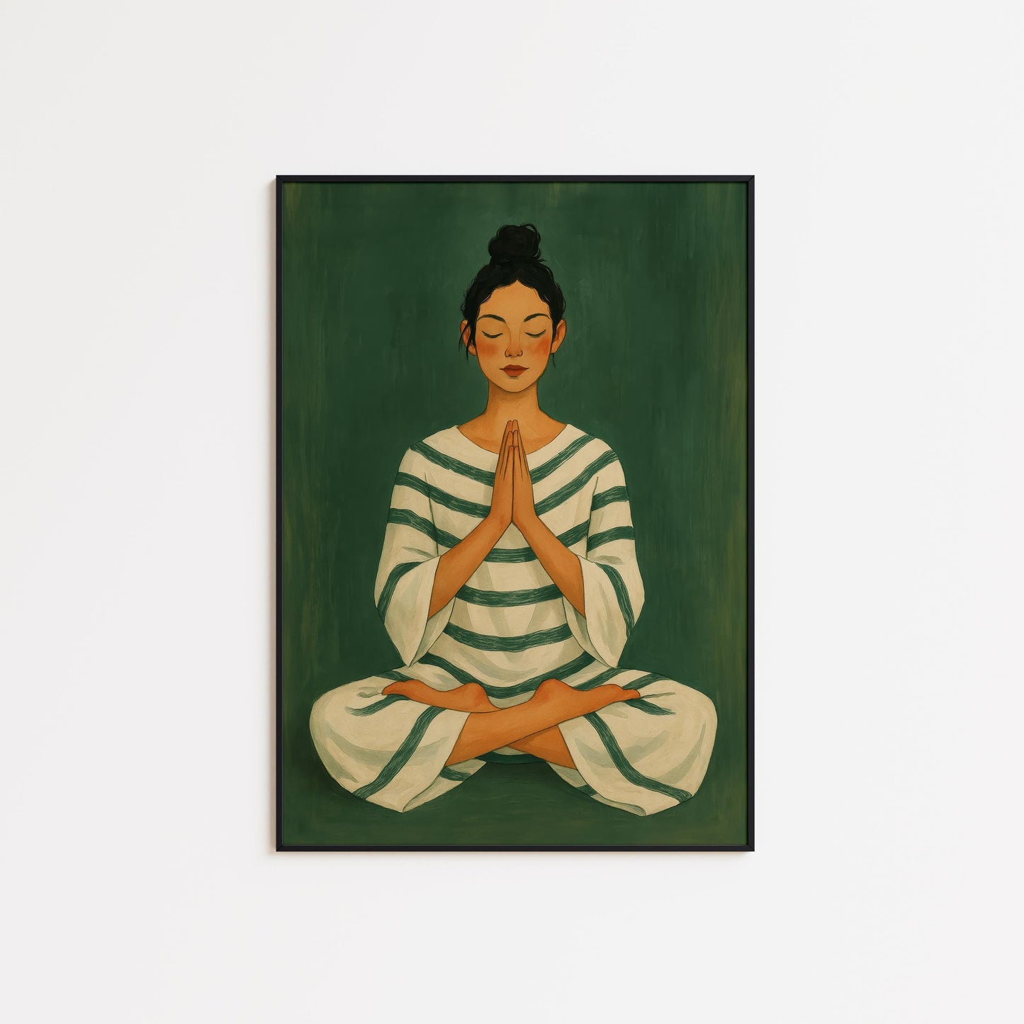 Calm Meditation Wall Art – Feminine Zen Poster | Green Mindful Decor Print