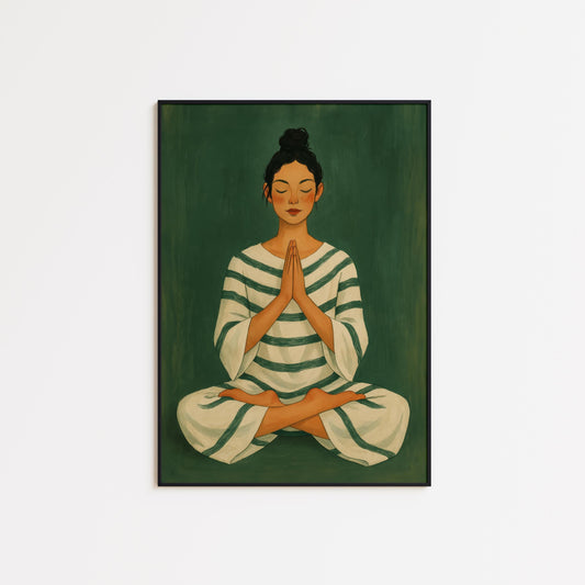 Calm Meditation Wall Art – Feminine Zen Poster | Green Mindful Decor Print